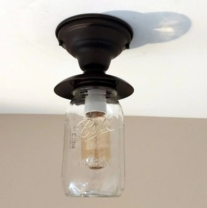 Mason Jar Exterior Outdoor Porch Farmhouse Ceiling Light Fixture - Sweatfully