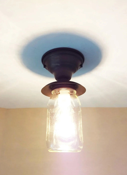 Mason Jar Exterior Outdoor Porch Farmhouse Ceiling Light Fixture - Sweatfully