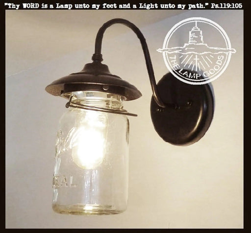 Exterior Outdoor Mason Jar Wall Sconce Light with Vintage Jar - Sweatfully