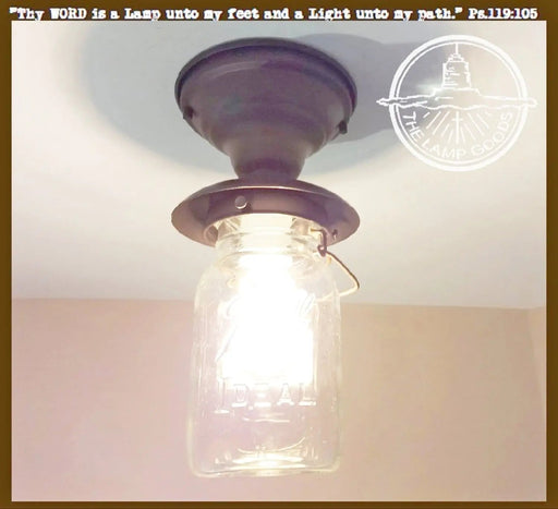 Mason Jar Outdoor Exterior Porch Ceiling Light with Vintage Jar - Sweatfully