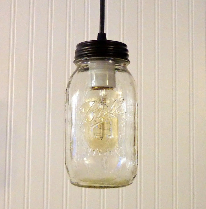 Mason Jar Pendant Light NEW Quart - Sweatfully