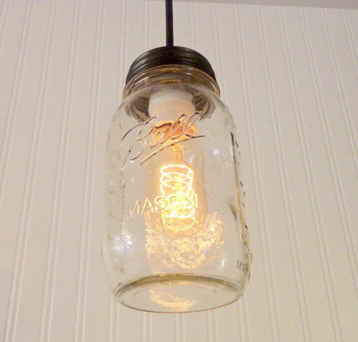 Mason Jar Pendant Light NEW Quart - Sweatfully