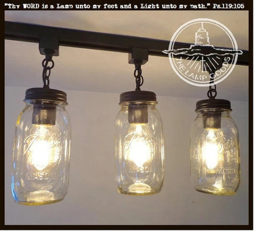 Mason Jar TRACK LIGHTING New Quarts Chain Trio - Sweatfully