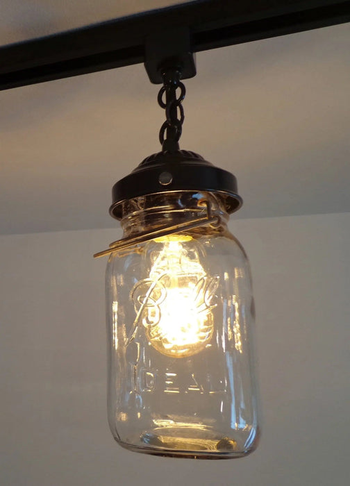 Rustic Mason Jar TRACK LIGHT Chain Trio of Vintage Quarts - Sweatfully