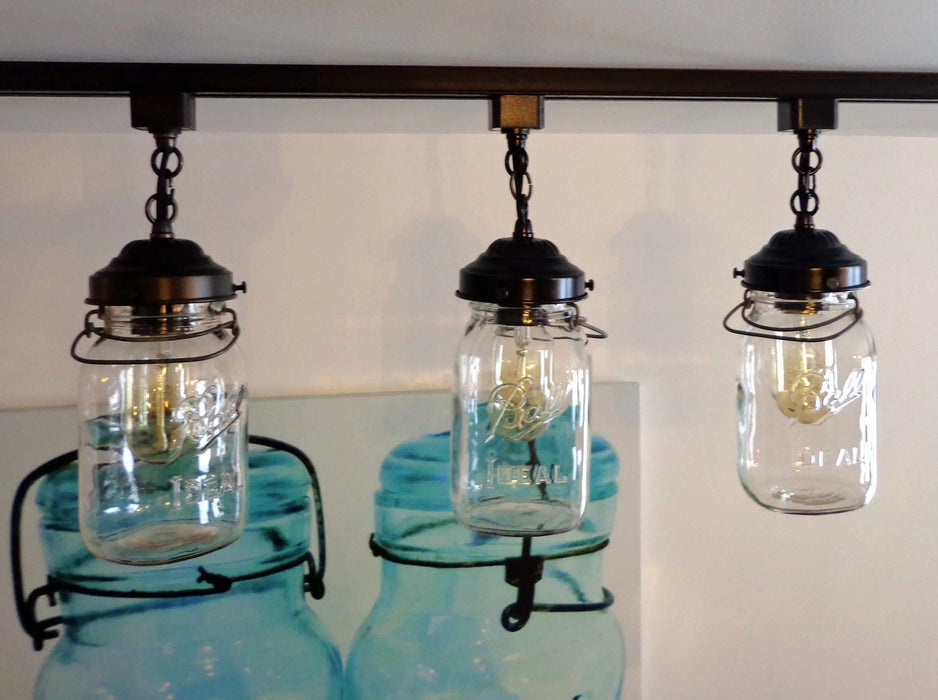 Mason Jar Track Light SINGLE Vintage Quart - Sweatfully