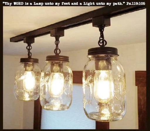 Mason Jar TRACK LIGHTING New Quarts Chain Trio - Sweatfully