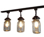 Rustic Mason Jar TRACK LIGHT Chain Trio of Vintage Quarts - Sweatfully