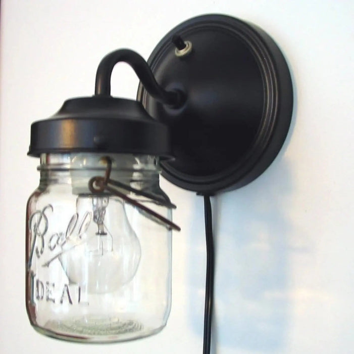 PLUG IN Mason Jar Wall Light - Sweatfully