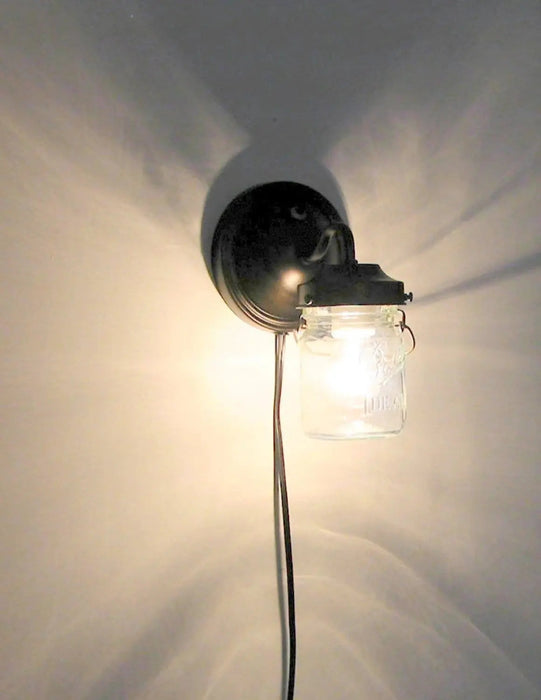 PLUG IN Mason Jar Wall Light - Sweatfully