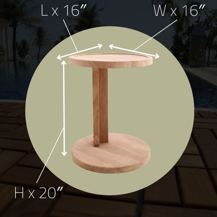 Cabo Natural Teak C Shaped Side Table - Sweatfully