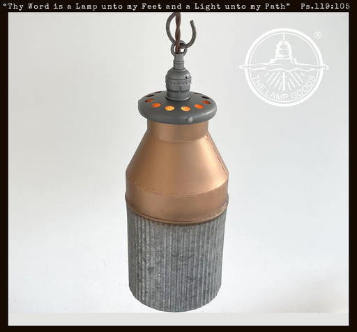 Rustic COPPER Farmhouse MILK CAN Barn Pendant Light Fixture - Sweatfully