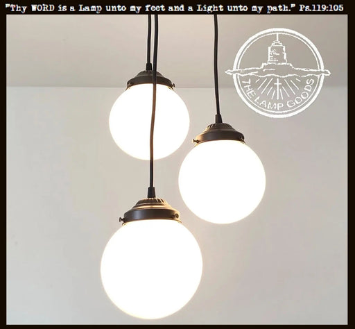 Milk Glass Chandelier Pendant Trio - Sweatfully