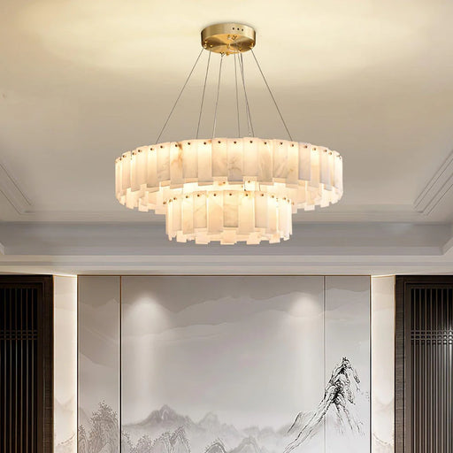 Modern Alabaster Celestial Round Chandelier - Sweatfully