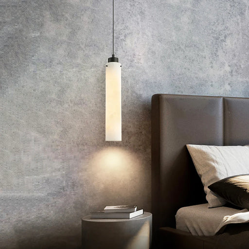 Modern Alabaster Cylinder Pendant Lamp - Sweatfully