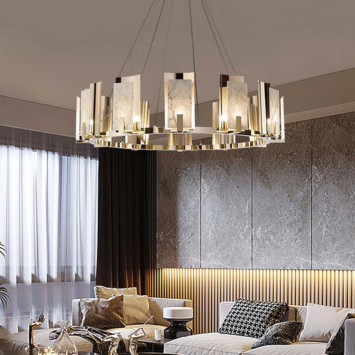 Modern Alabaster Jessie Round Chandelier - Sweatfully