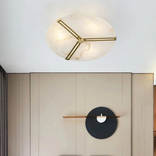 Modern Alabaster Round Copper Ceiling Lamp - Sweatfully