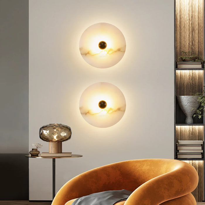 Modern Alabaster Round Wall Lamp - Sweatfully