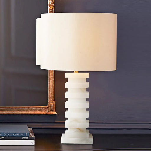 Modern Alabaster Stacked Table Lamp - Sweatfully