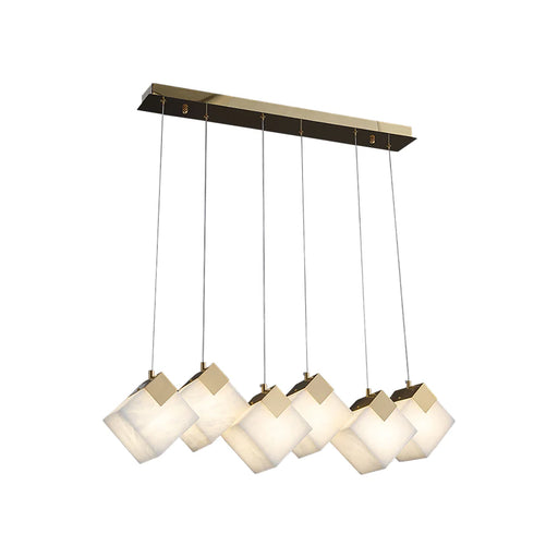 Modern Cube Alabaster Pendant Light - Sweatfully