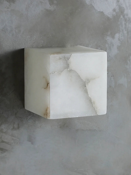 Modern Cube Square Alabaster Wall Sconce - Sweatfully