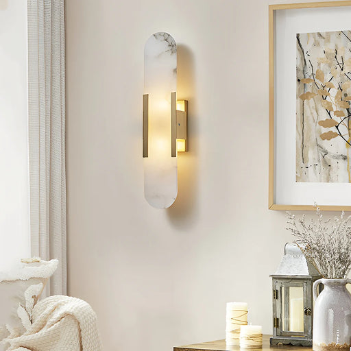 Modern Melange Elongated Alabaster Wall Lamp - Sweatfully