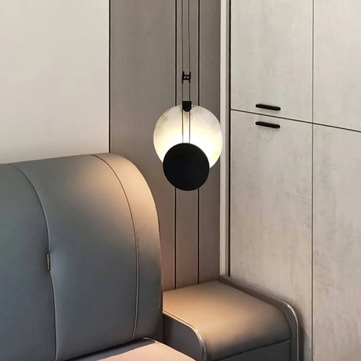 Modern Round Black Alabaster Pendant Lamp - Sweatfully