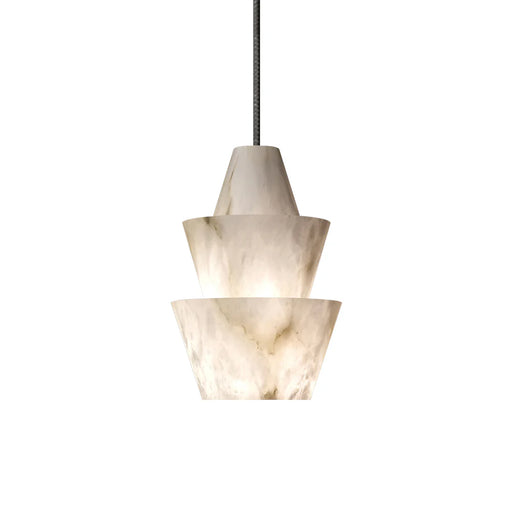 Modern Stacked Conical Alabaster Pendant Light - Sweatfully