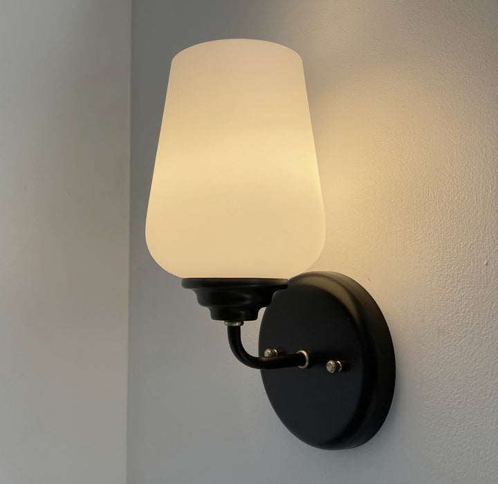 MODERN SLEEK Opal Wall SCONCE Brass and Black - Sweatfully