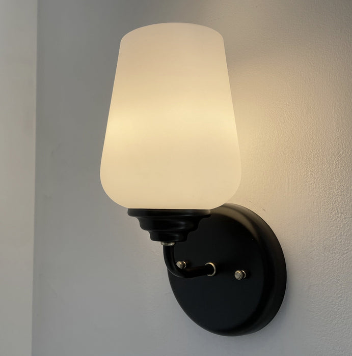 MODERN SLEEK Opal Wall SCONCE Brass and Black - Sweatfully