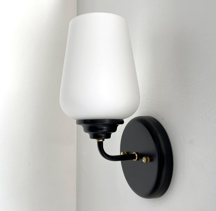 MODERN SLEEK Opal Wall SCONCE Brass and Black - Sweatfully
