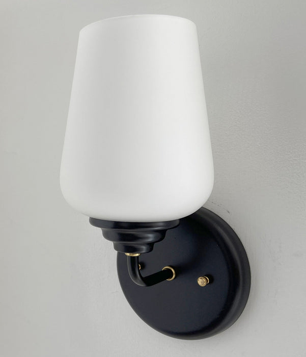 MODERN SLEEK Opal Wall SCONCE Brass and Black - Sweatfully