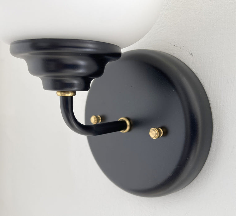 MODERN SLEEK Opal Wall SCONCE Brass and Black - Sweatfully