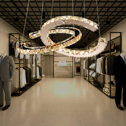 Modern Crystal Double C Chandelier - Sweatfully