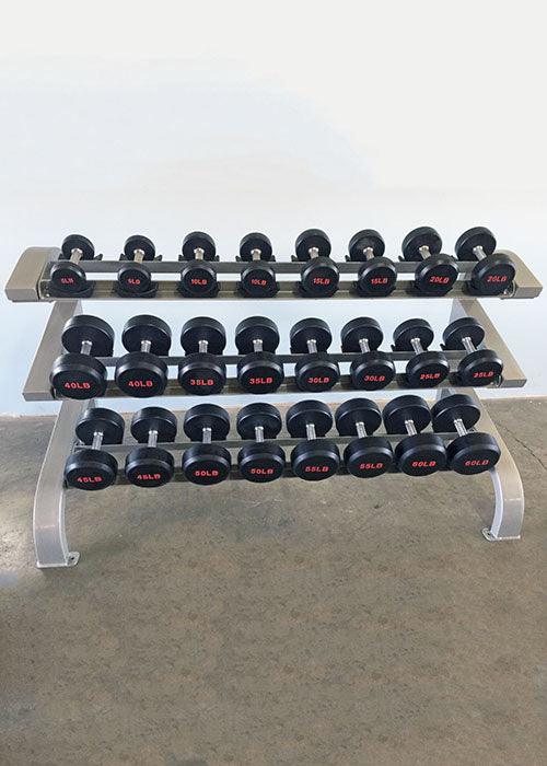 Three Tier 12 Pairs Dumbbell Rack - Muscle D Fitness - Commercial Grade 3 Tier Dummbbell Rack - Sweatfully