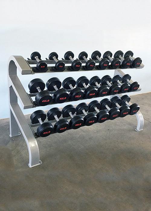 Three Tier 12 Pairs Dumbbell Rack - Muscle D Fitness - Commercial Grade 3 Tier Dummbbell Rack - Sweatfully