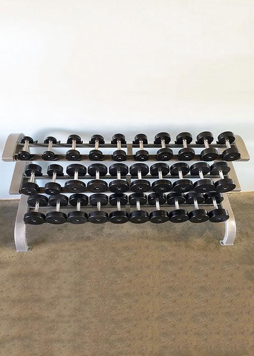 Three Tier 15 Pairs Dumbbell Rack - Muscle D Fitness - Commercial Grade 3 Tier Dummbbell Rack - Sweatfully