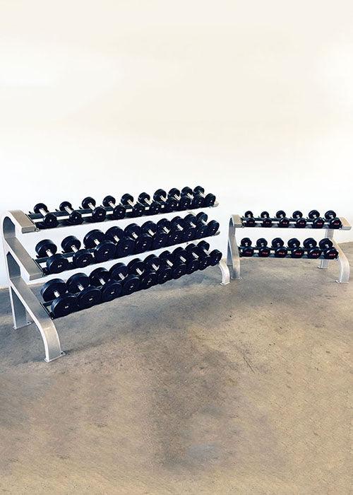Three Tier 9 Pairs Dumbbell Rack - Muscle D Fitness -  Commercial Grade 3 Tier Dummbbell Rack - Sweatfully