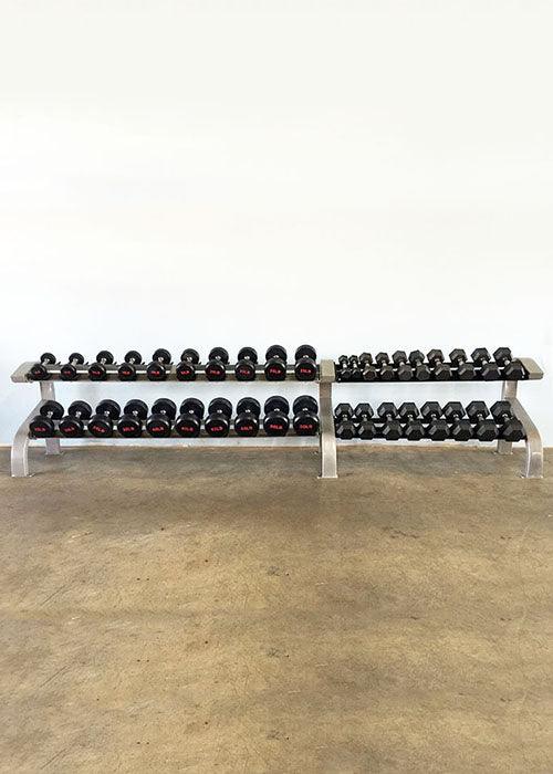 Two Tier 8 Pairs Dumbbell Rack - Muscle D Fitness - Durable 2 Tier 8 Pair Dumbbell Rack - Sweatfully