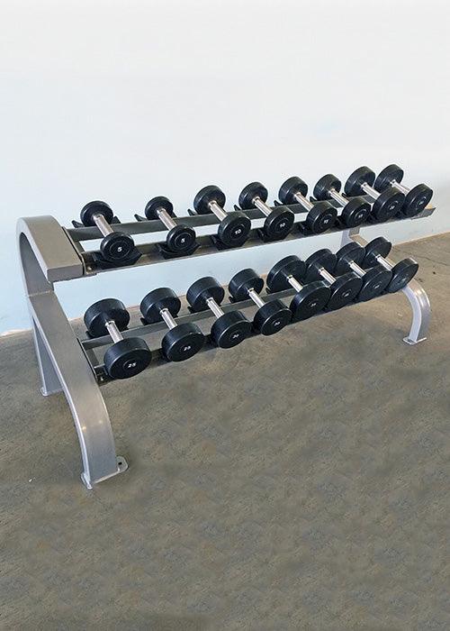 Two Tier 8 Pairs Dumbbell Rack - Muscle D Fitness - Durable 2 Tier 8 Pair Dumbbell Rack - Sweatfully