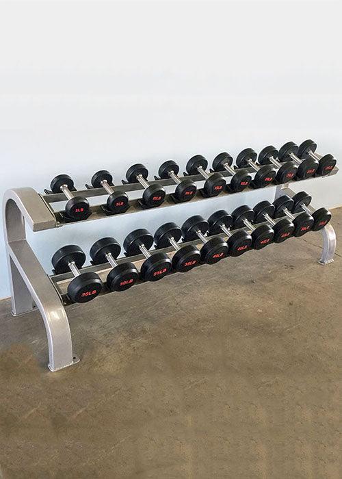 Two Tier 10 Pairs Dumbbell Rack - Muscle D Fitness - Durable 2 Tier 10 Pairs Dumbbell Rack - Sweatfully