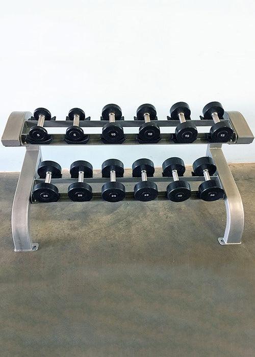 Two Tier 6 Pairs Dumbbell Rack - Muscle D Fitness - Durable 2 Tier 6 Pair Dumbbell Rack - Sweatfully