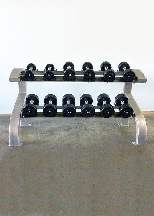 Two Tier 6 Pairs Dumbbell Rack - Muscle D Fitness - Durable 2 Tier 6 Pair Dumbbell Rack - Sweatfully