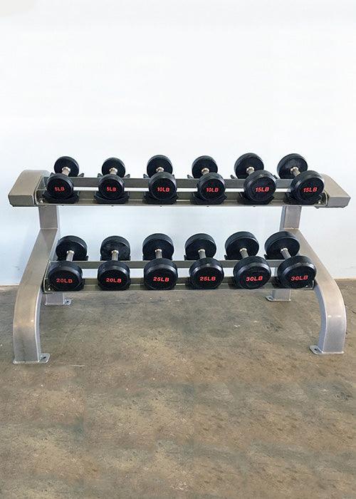 Two Tier 6 Pairs Dumbbell Rack - Muscle D Fitness - Durable 2 Tier 6 Pair Dumbbell Rack - Sweatfully