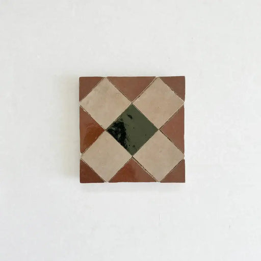 Rust, Dark Green, Clay Zellige 4"x4" by Tilesofezra - Sweatfully