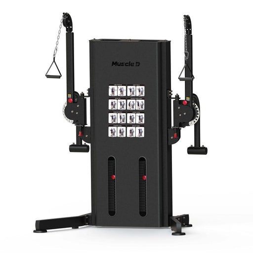 Megatron Multi-Functional Trainer - Muscle D Fitness - Selectorized Weight Adjustment - Adjustable Arms - Single Handle Attachments - Sweatfully