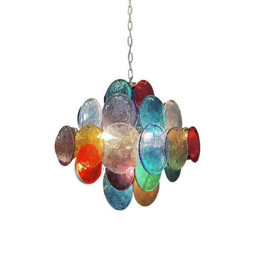 Vintage Murano Multicolored Disc Chandelier - Sweatfully