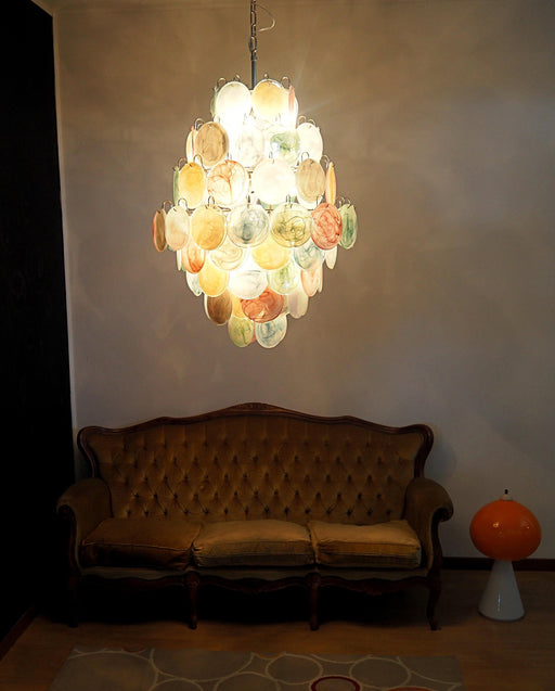 Vintage Murano Multicolored Disks Chandelier - Sweatfully