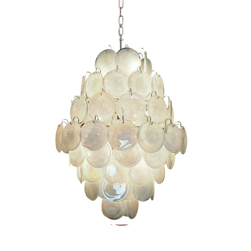 Vintage Murano White Disks Chandelier - Sweatfully