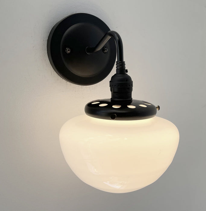 Opal Mushroom Schoolhouse Wall Sconce Light - Sweatfully