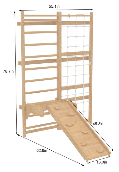 Neem Swedish Wall Ladder & Indoor Wooden Climber for Kids – Home Gym Playset - Sweatfully